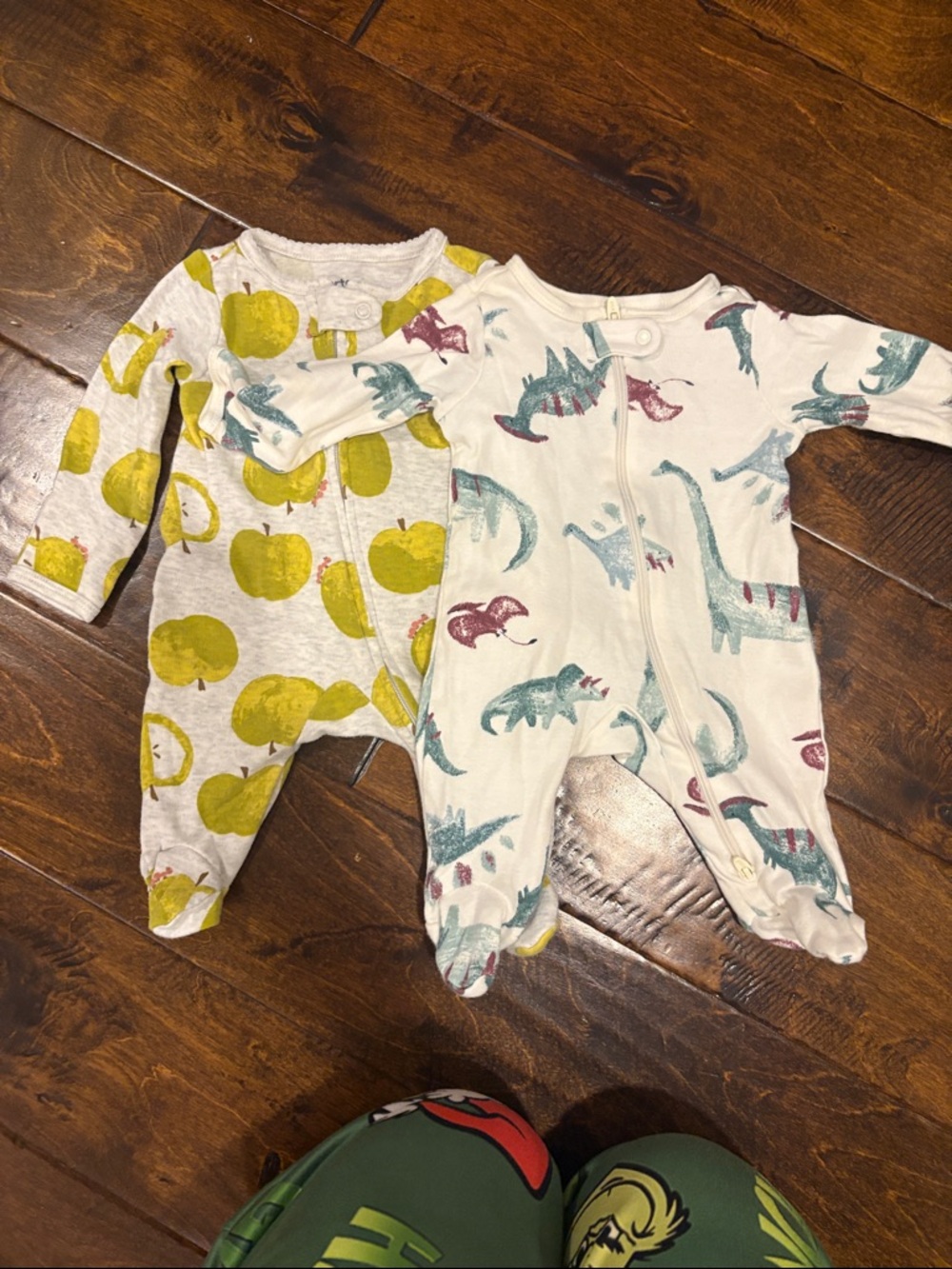 2 newborn onesie footed pajamas